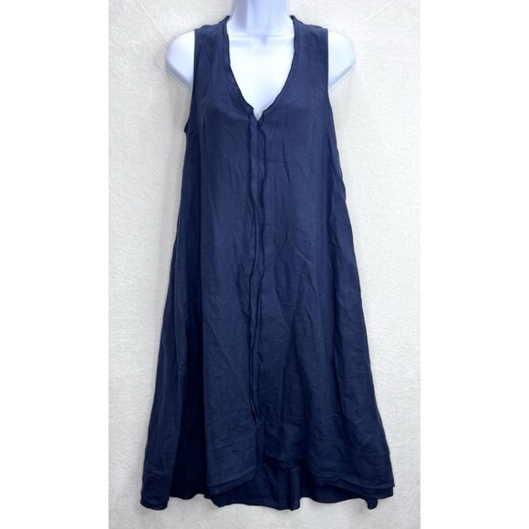 ROSSO35 Women's Navy Blue Linen A Line Dress Size 40 EU Small US - Picture 6 of 15